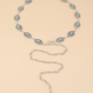 Turquoise & Oval Decor Chain Belt
