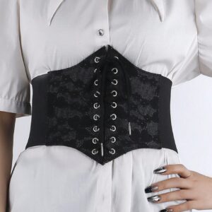 1pc Women Flower Detail Lace Up Front Fashionable Corset Belt, For Decoration